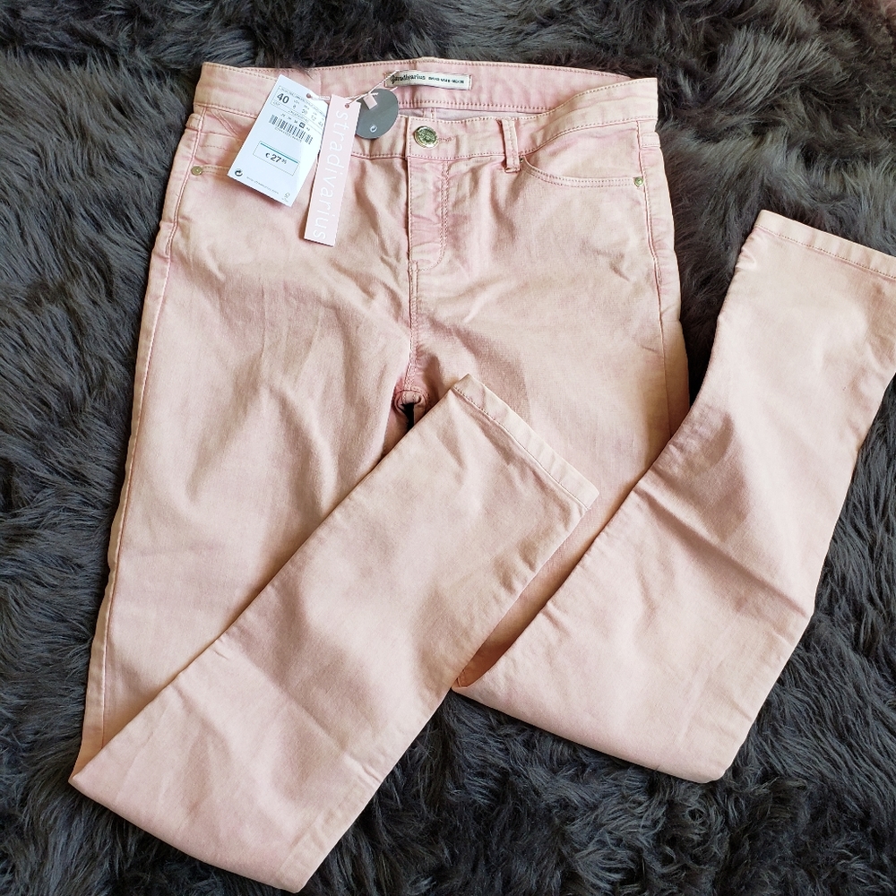 Stradivarius Barbie Pink Wash Jeans Pants Jeggings Pockets Stretchy Skinny Sz 8